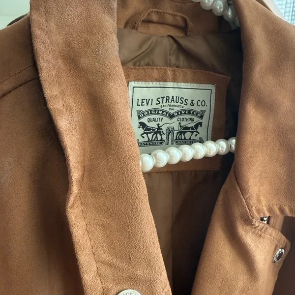 Levi's Women's Suede-Look Moto Jacket in Cognac Brown - Picture 2 of 4